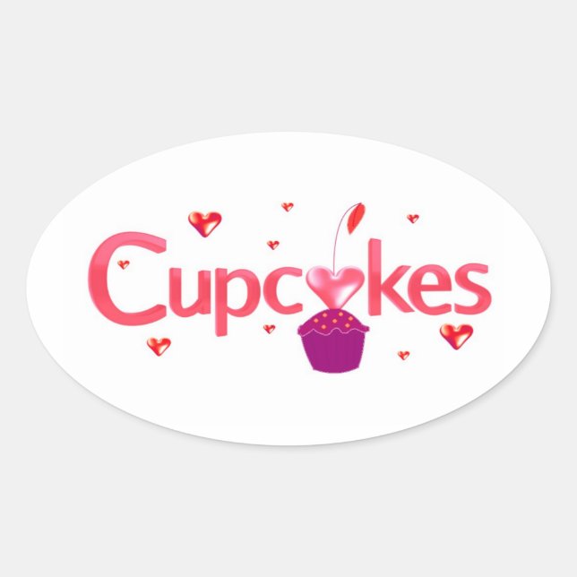 Adesivo Oval Sinal de Cupcake Glasé (Frente)