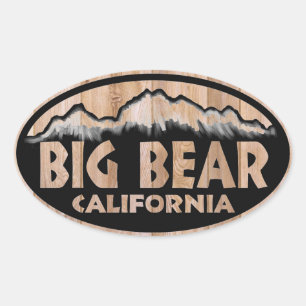 Adesivo Oval Sinal de madeira do Big Bear California