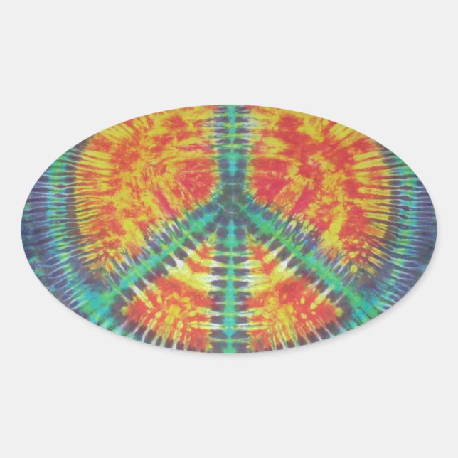 Adesivo Oval Sinal de Paz Tie Dye PhatDyes (Frente)