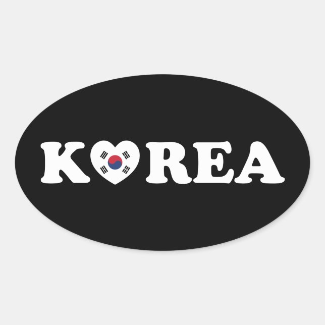 Adesivo Oval Sinalizador Coração de Amor da Coreia (Frente)