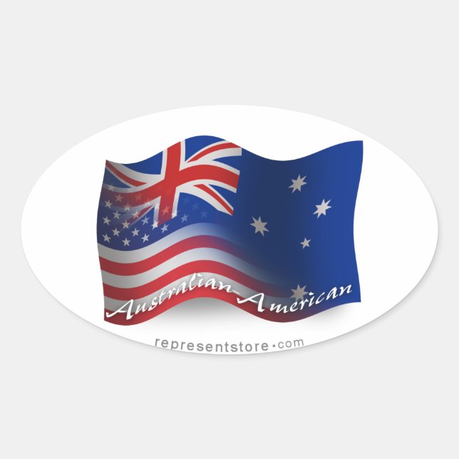Adesivo Oval Sinalizador de Onda Australiano-Americano (Frente)