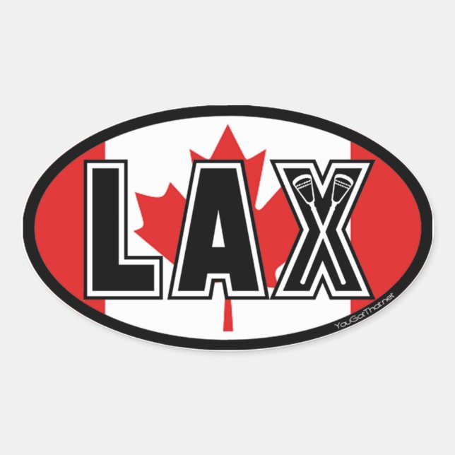 Adesivo Oval Sinalizador Lacrosse Canada Lax (Frente)
