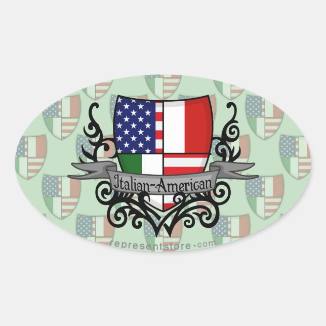 Adesivo Oval Sinalizador Shield Italiano-Americano (Frente)