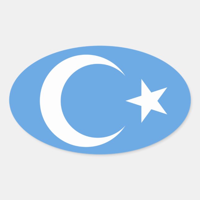 Adesivo Oval Sinalizador Uyghur/ Turquestão Oriental (Frente)