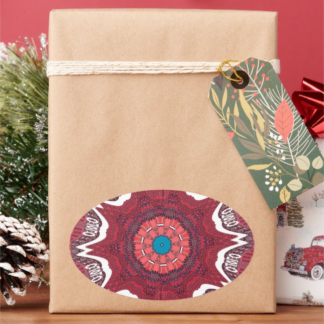 Adesivo Oval Sindhi Ethnic Tribal Standard Art Impressão (Feriado)