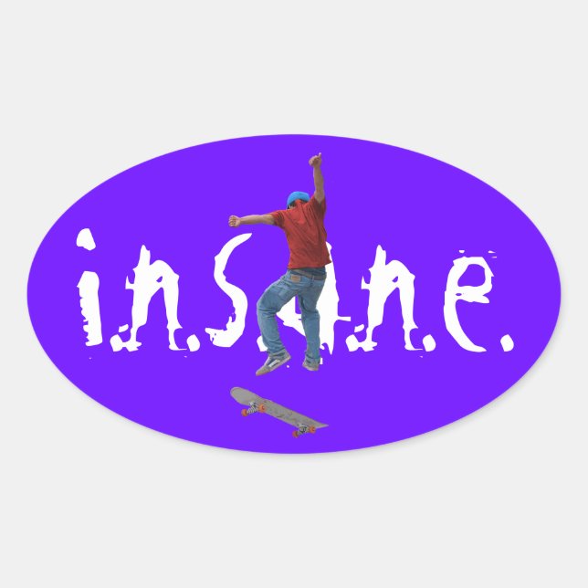 Adesivo Oval Skateboarder Consiga Alguma Ação Aérea Kulcha Art (Frente)