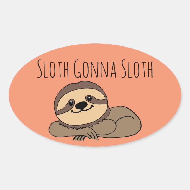 Adesivo Oval Sloth Stickers (Frente)