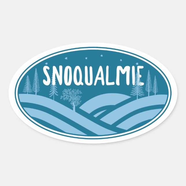 Adesivo Oval Snoqualmie Washington ao Ar Livre (Frente)