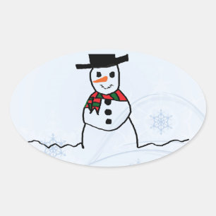 Adesivo Oval Snowman