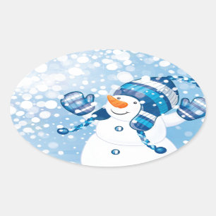 Adesivo Oval Snowman