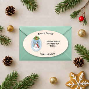 Adesivo Oval Snowman Holly Joyous Season Oval