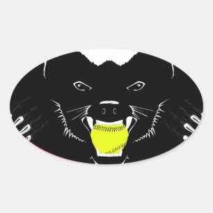 Adesivo Oval Softball do texugo de mel