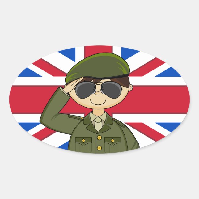 Adesivo Oval Soldier Sticker do Exército Britânico (Frente)