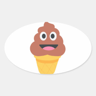 Adesivo Oval sorvete cone poo emoji