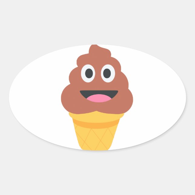Adesivo Oval sorvete cone poo emoji (Frente)