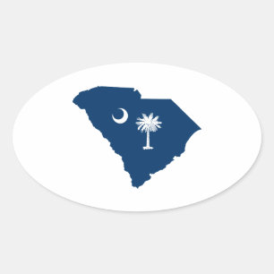 Adesivo Oval South Carolina em azul e em branco