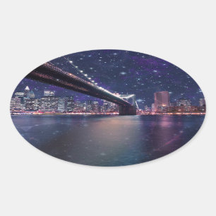 Adesivo Oval Spacey Manhattan Skyline