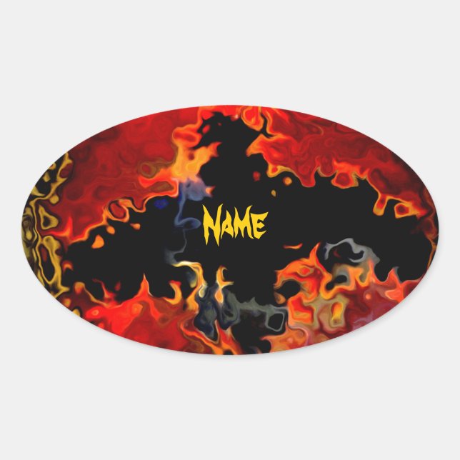 Adesivo Oval Spooky Bat on Fire (Frente)