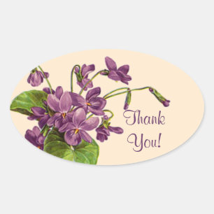 Adesivo Oval Sprig of Violets - Sticker