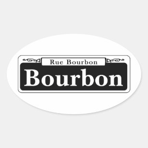 Adesivo Oval St. de Bourbon, sinal de rua de Nova Orleães