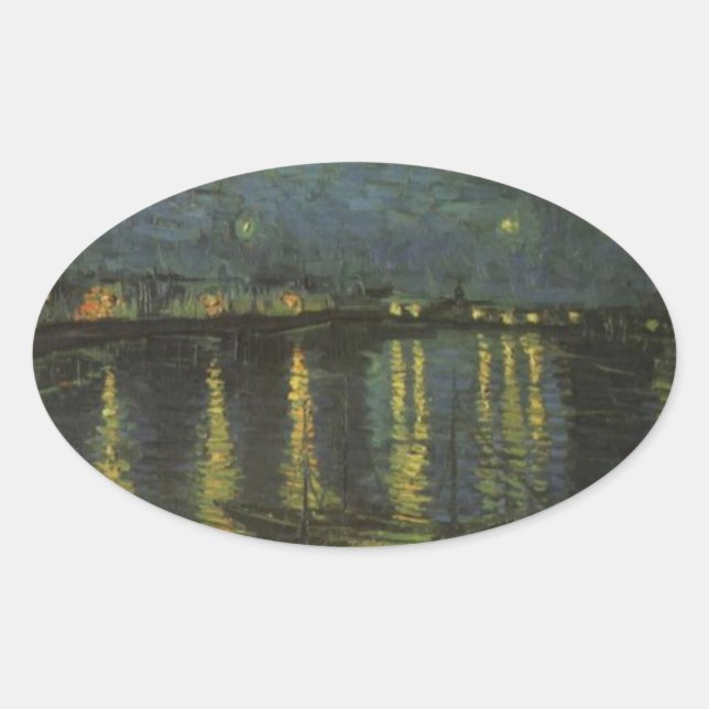 Adesivo Oval Starry Night Over the Rhone (Frente)