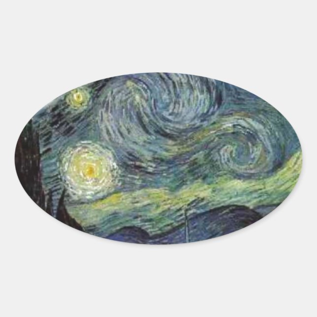Adesivo Oval Starry Night - van Gogh (Frente)