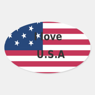 Adesivo Oval Stars & Stripes & Love: Um Design Patriótico dos E