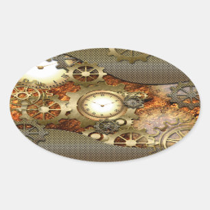 Adesivo Oval Steampunk, design impressionante do steampunk