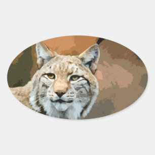Adesivo Oval Sticker com tema animal - Lynx
