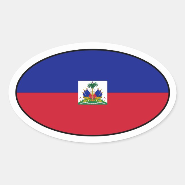 Adesivo Oval Sticker Oval do Sinalizador do Haiti (Frente)