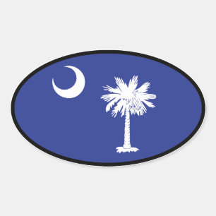 Adesivo Oval Sticker Oval Flag da Carolina do Sul
