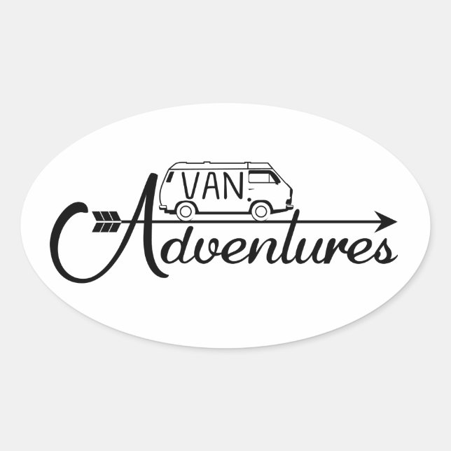 Adesivo Oval Sticker Van Adventures x4 (Frente)