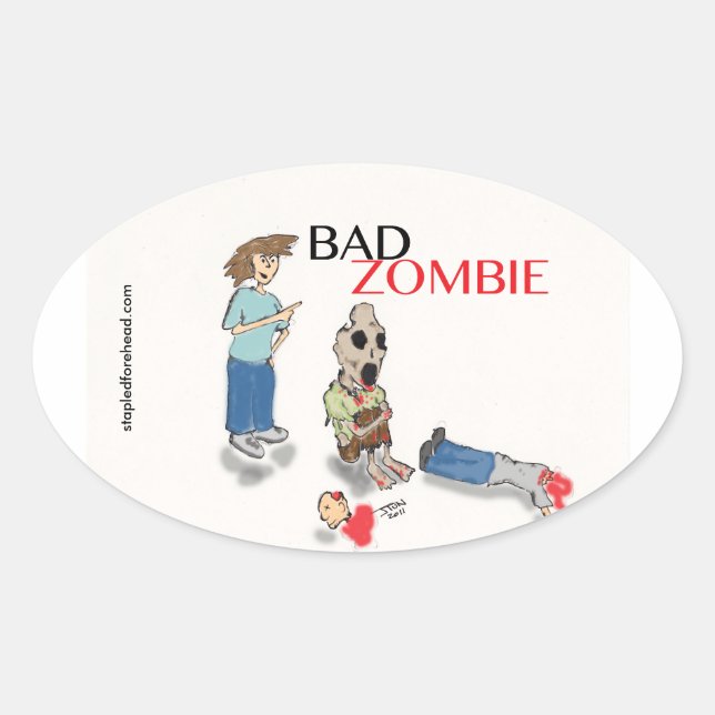 Adesivo Oval Sticker Zombie Mau (Frente)