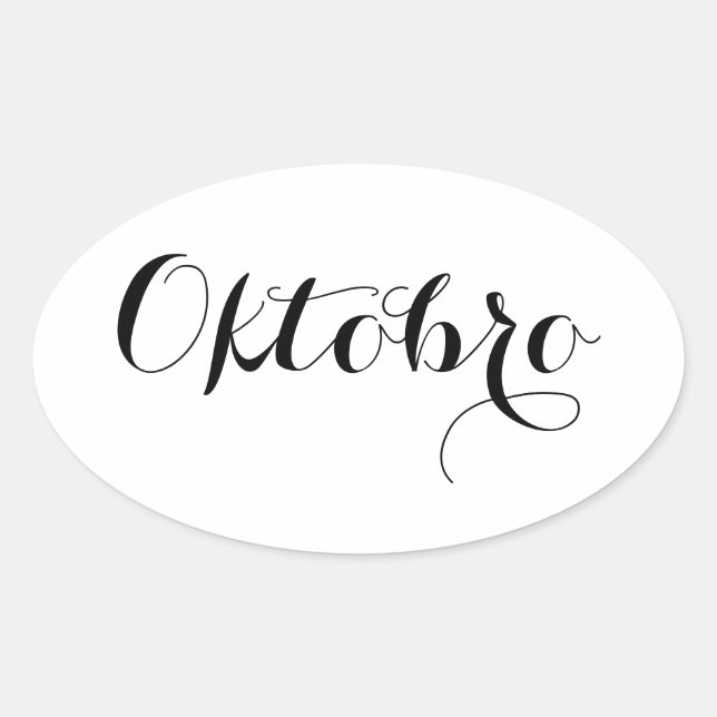 Adesivo Oval Stickers Month Esperanto - Oktobro (outubro) (Frente)