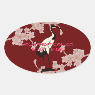 Adesivo Oval Stickers Oval de grua japonês