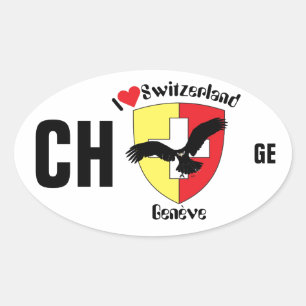 Adesivo Oval Suíça Suisse Svizzera Svizra Switzerland Kleber