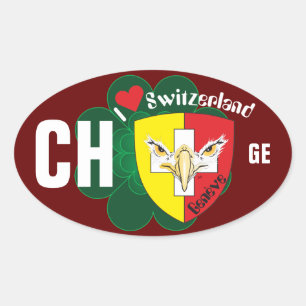 Adesivo Oval Suíça Suisse Svizzera Svizra Switzerland Kleber