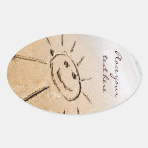 Adesivo Oval Sun Na Praia