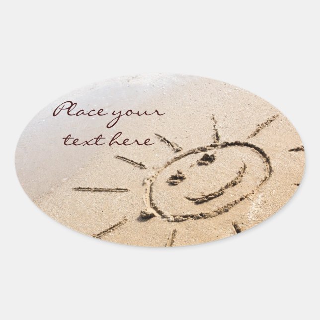 Adesivo Oval Sun Na Praia (Frente)
