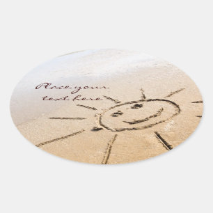 Adesivo Oval Sun Na Praia