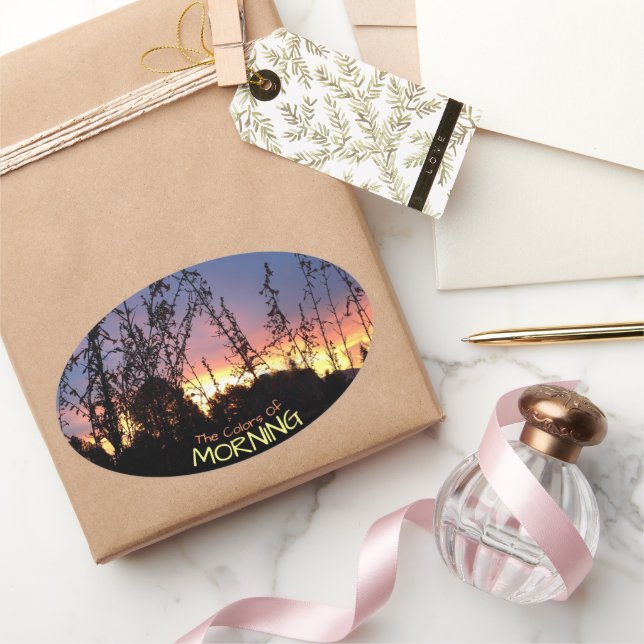 Adesivo Oval Sunrise Aarma A Fotografia Do Horizonte Personaliz (Presentear)