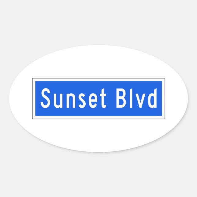 Adesivo Oval Sunset Boulevard, Los Angeles, CA Street Sign