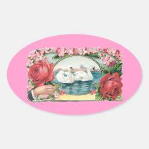 Adesivo Oval Suportes e Rosas