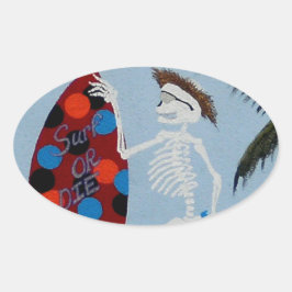 Adesivo Oval Surf ou morrer