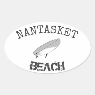 Adesivo Oval Surfista da praia de Nantasket
