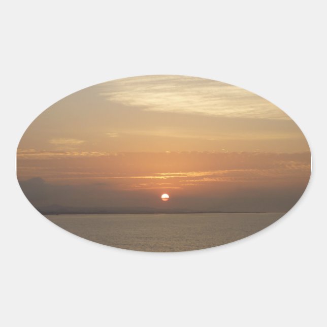 Adesivo Oval Surgimento do sol sobre Aruba II Caribe paisagem m (Frente)
