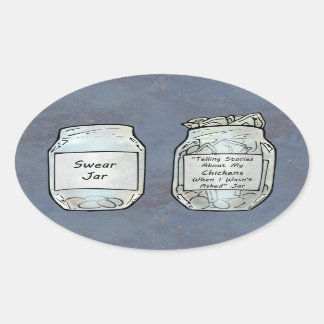 Adesivo Oval Swear Jar e Chicken Jar