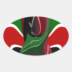 Adesivo Oval Swirling Kenyan Flag: Uma arte moderna do Motif