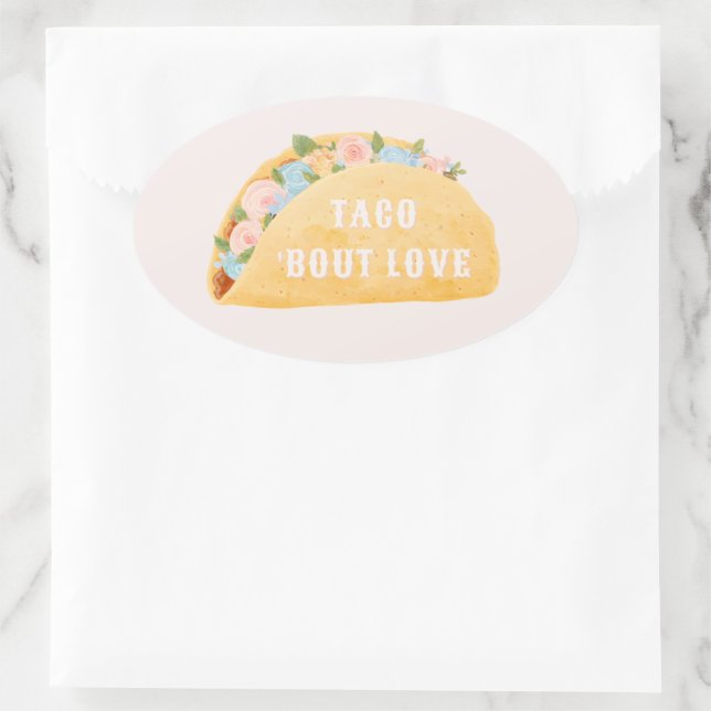 Adesivo Oval Taco 'Bout Love Bridal Shower  (Bolsa)