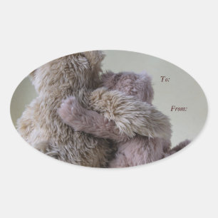 Adesivo Oval Tag do presente dos amigos do urso